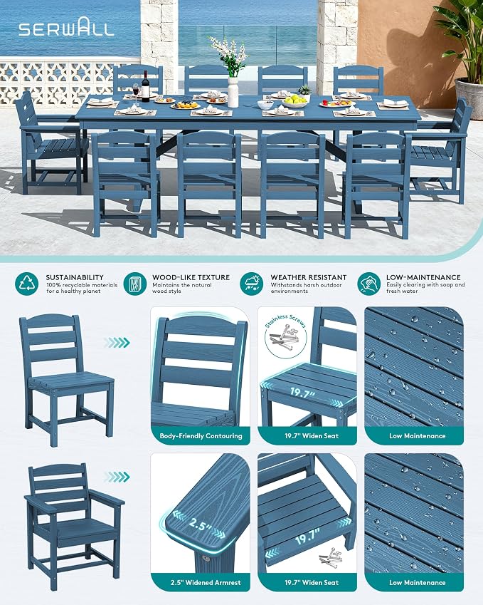 SERWALL 11 Piece Outdoor Dining Set - Image 4
