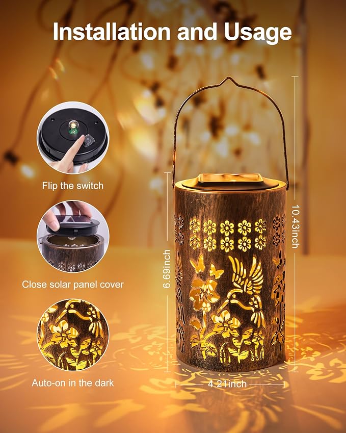 Hummingbird Solar Lanterns Outdoor Waterproof Garden Decor Birthday Gifts - Image 7