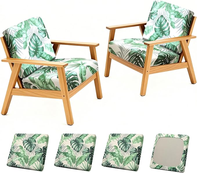 4Pcs Patio Stretch Cushion Covers, Outdoor Sofa Replacement Cover Slipcovers by BIETYONE