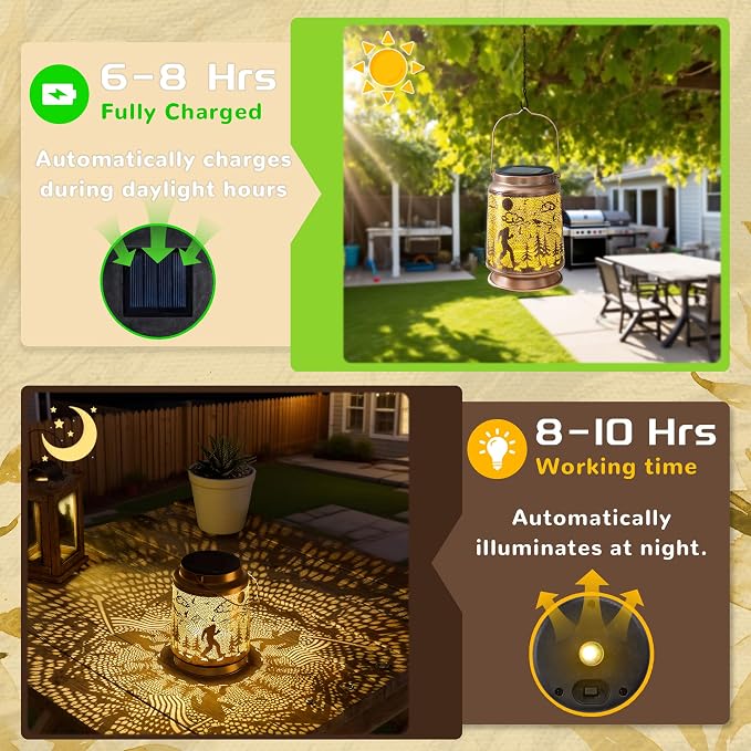 Bigfoot Solar Lantern for Garden Outdoor Decor – Hanging Metal Light Decoration - Image 7