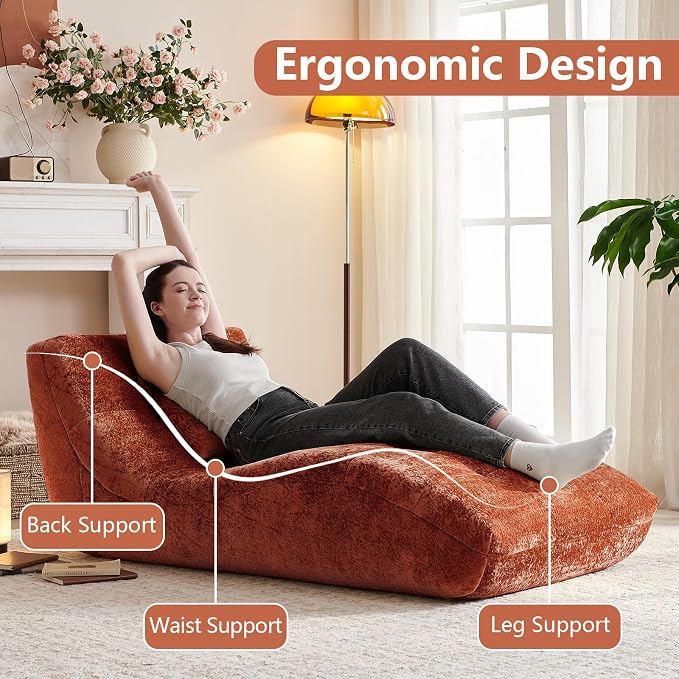 Chaise Lounge Chair with Curved Back, Modern Upholstered Recliner Sofa - Image 4