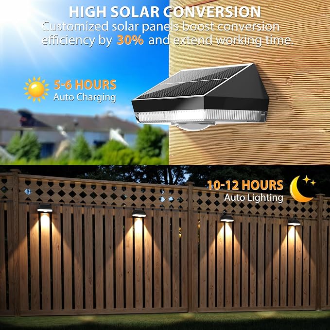 Solar Fence Lights, 9 Lighting Modes ＆ Color Changing Mode IP65 Waterproof - Image 3