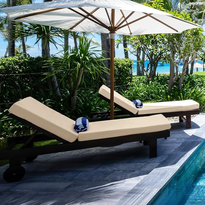 Sundale Outdoor Olefin Chaise Lounge Cushion Set of 2, Water-Resistant Patio - Image 9