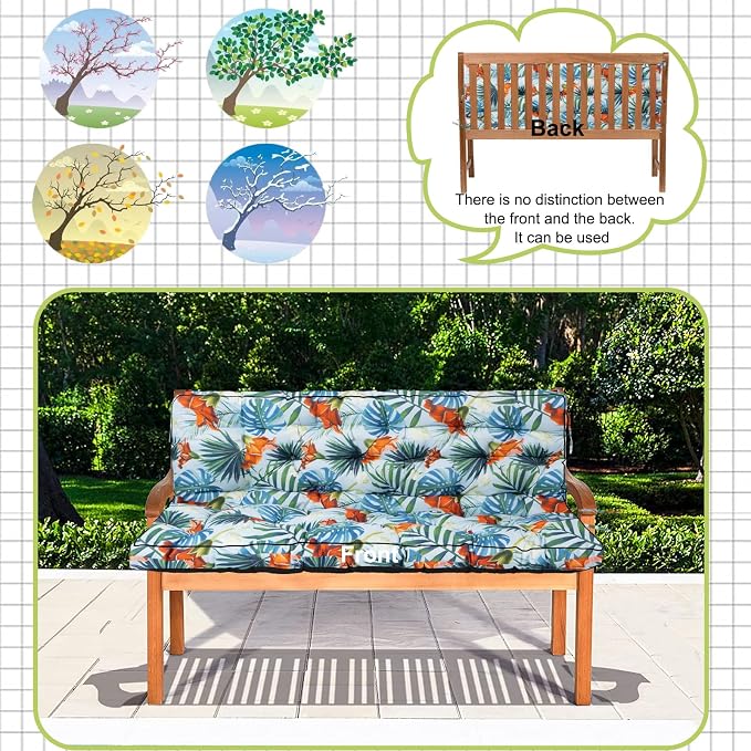 Waterproof Porch Swing Cushion Replacement, Thick 2–3 Seat Swing Seat Cushion - Image 4