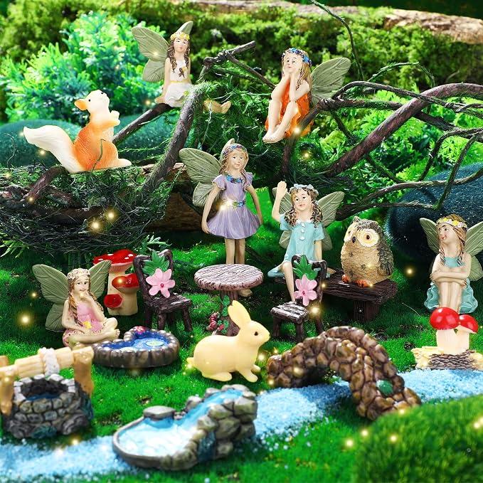 Roowest 19 Pcs Miniatures Garden Fairies Kit Garden Accessories Miniatures by Roowest