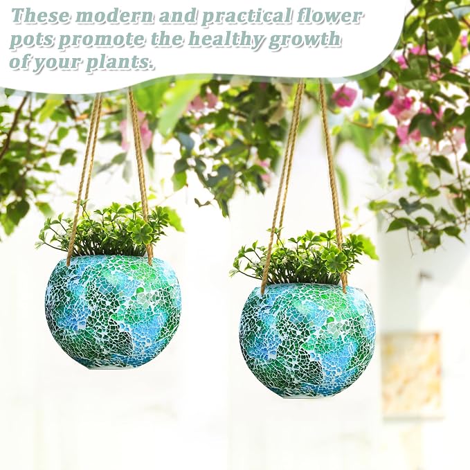 Hanging Planter Mosaic Garden Pot Small Flower Pot - Image 5