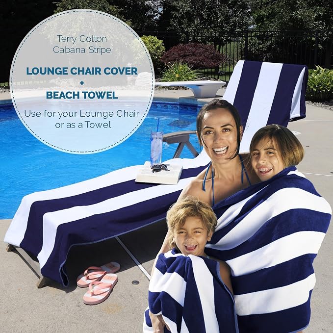 Superior Cabana Cotton Lounge Chair Cover, Outdoor Towel/Chaise Furniture Covers - Image 9