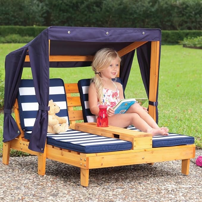 KidKraft Wooden Outdoor Double Chaise Lounge - Image 2