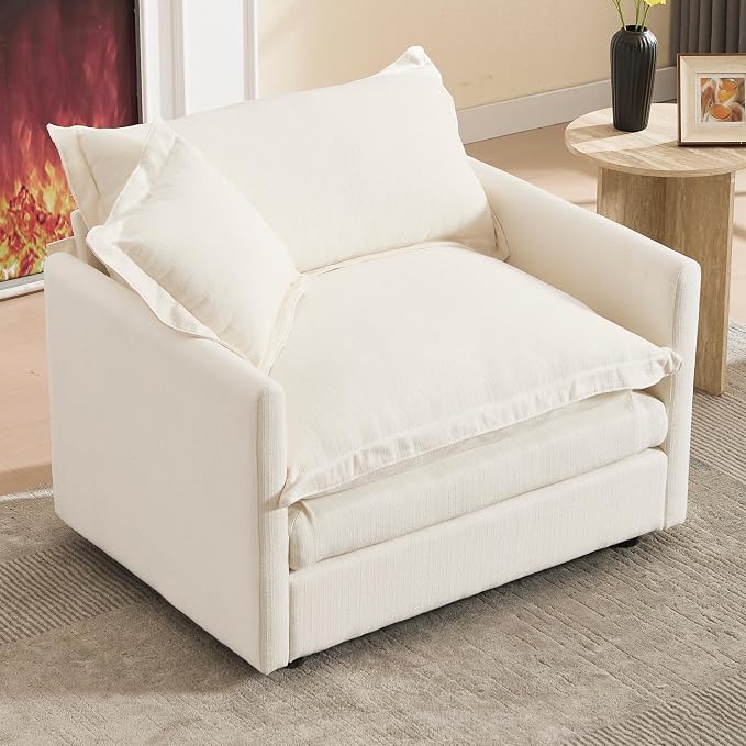 Oversized Chair with Ottoman Upholstered Comfy Single Sofa Chaise Lounge Chair - Image 6