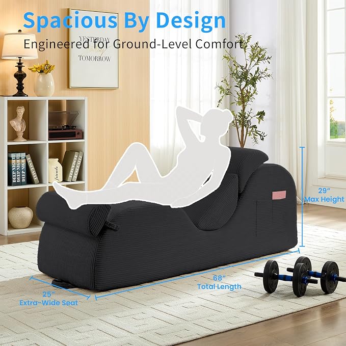 ijuicy 25" Wide Corduroy Yoga Chair, Yoga Lounge Chair - Image 2
