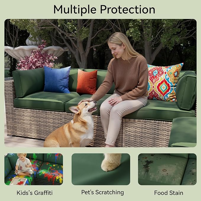 Aoxun 14pcs Patio Cushion Covers Replacement, Waterproof Outdoor Furniture - Image 4