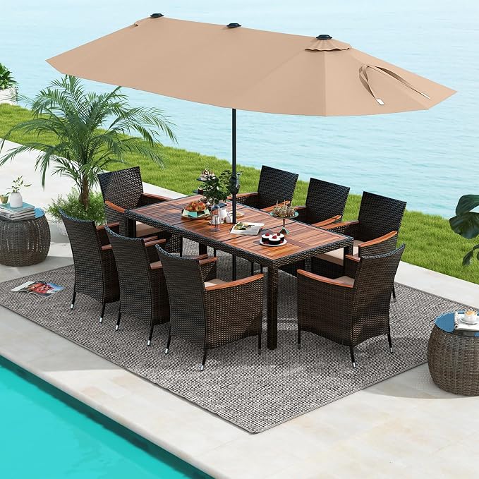 Tangkula 11 Piece Rattan Outdoor Dining Set - Image 8