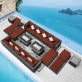 NICESOUL 20 Piece Extra Large Patio Furniture Set w/Fire Pit Table & Chaise by NICESOUL