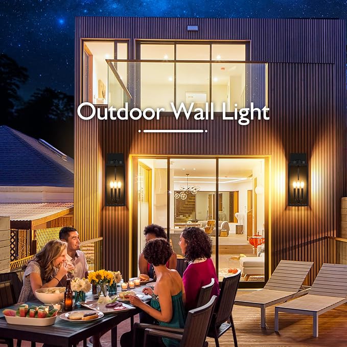 BesLowe 19.6” Large Size Outdoor Wall Light Fixture, 3-Light Exterior Lighting - Image 7