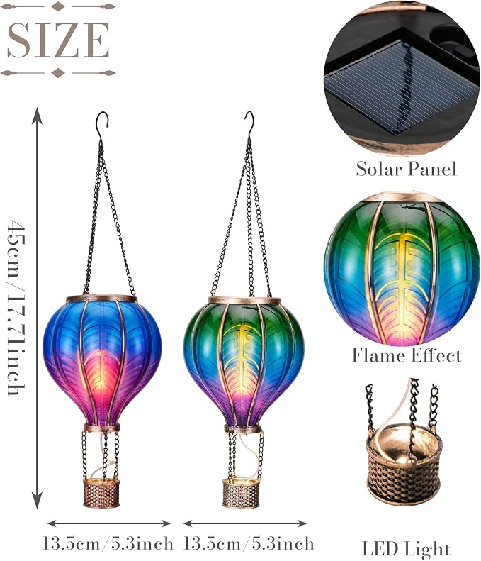TERESA'S COLLECTIONS 2 Pack Hanging Solar Lantern Outdoor Garden Decor - Image 4