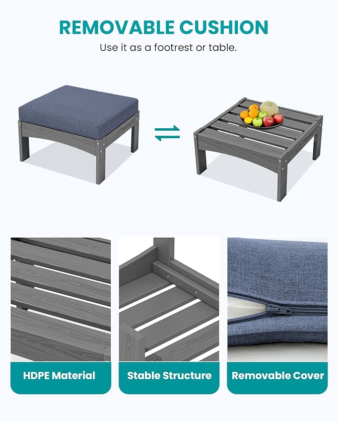 SERWALL 2 Pieces Patio Sofas, HDPE Outdoor Conversation Set - Image 6
