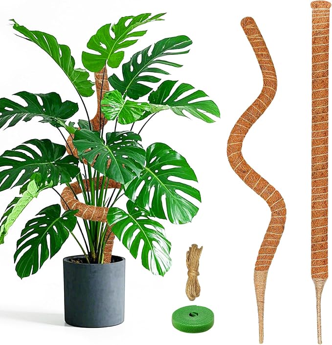 2 Pack 28 Inch Moss Pole Monstera Plant Support, Coir Moss Poles by Unknown