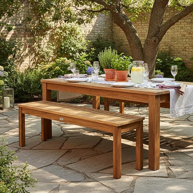 Tangkula 52 Inches Acacia Wood Outdoor Bench - Image 5