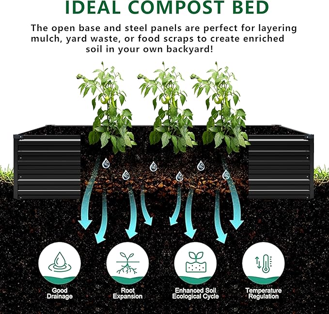 12x4x1.5FT Galvanized Raised Garden Bed, Vegetable Boxes-Rectangle Metal Flower - Image 3
