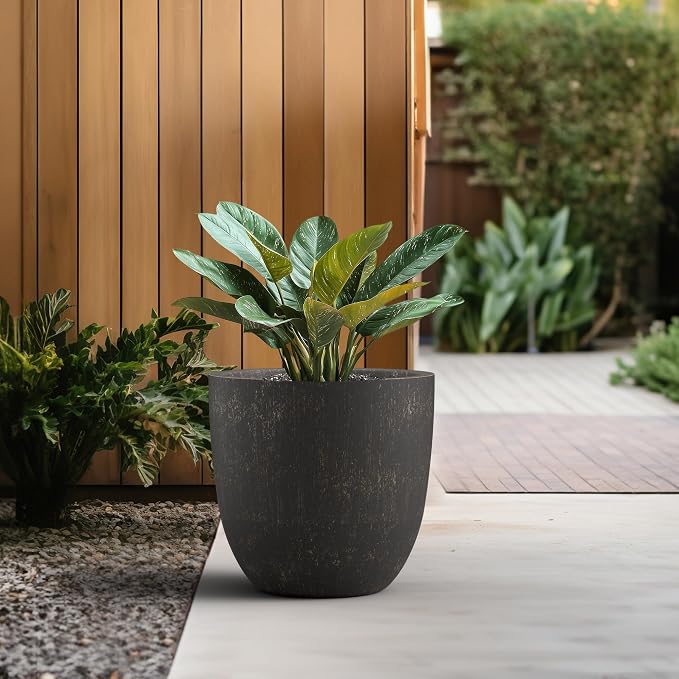 Kante 18 Inch Dia Round Concrete Planter, Indoor Outdoor Large Plant Pot - Image 5