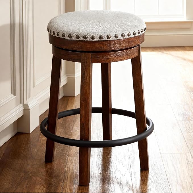 Signature Design by Ashley Valebeck Upholstered Swivel Stool, Cushioned Seat - Image 2