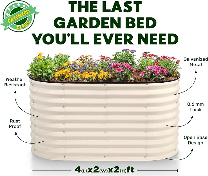 Plant & Plot Galvanized Raised Garden Beds Outdoor // 4×2×2 ft Planter Raised - Image 5