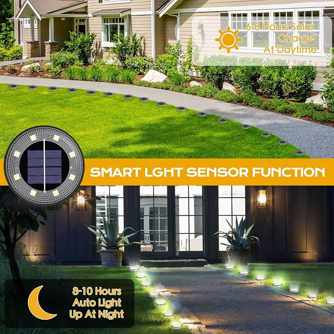 Solar Lights Outdoor 16 Pack, Solar Garden Outdoor Waterproof Pathway Lights - Image 5