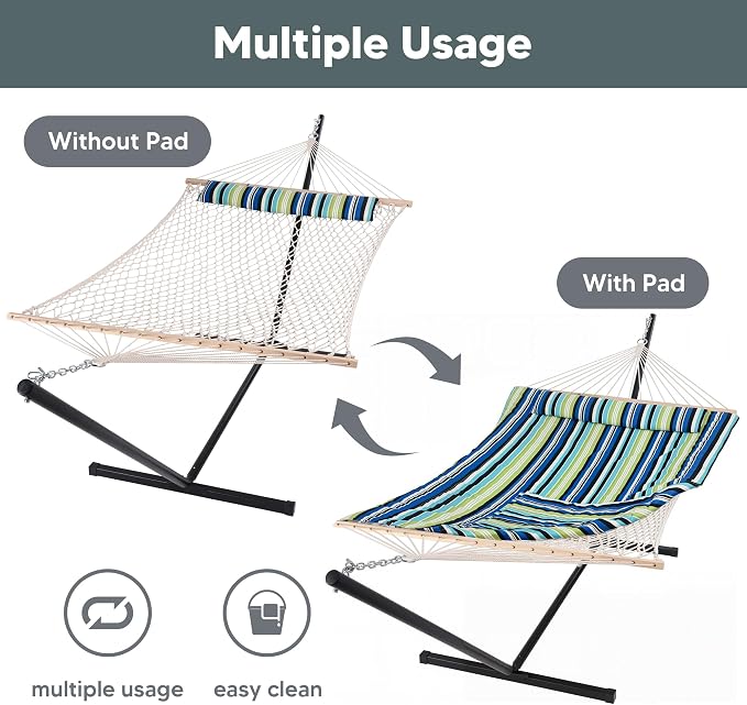 SUNCREAT Hammocks Double Cotton Rope Hammock - Image 3