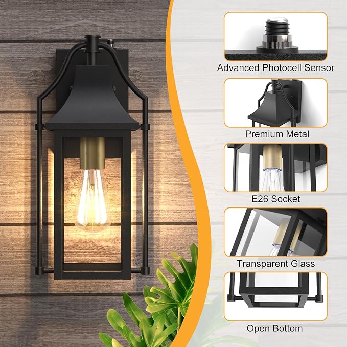 Dusk to Dawn Outdoor Wall Light, Waterproof Wall Sconces, Exterior Wall Mount - Image 4