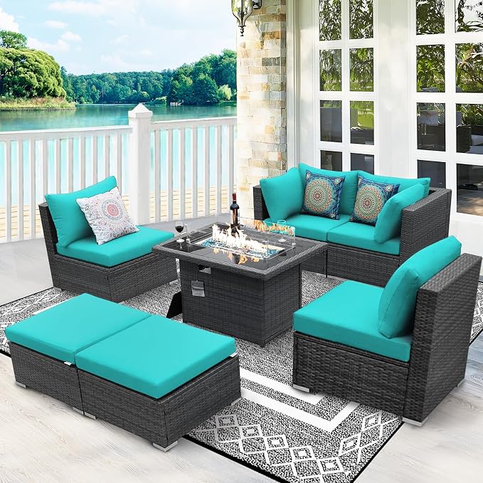 BULEXYARD 7 Piece High Back Outdoor Sectional Set - Image 9