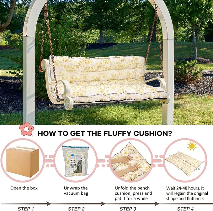 2-3 Seat Swing Replacement Cushion, Outdoor Bench Cushions - Image 3