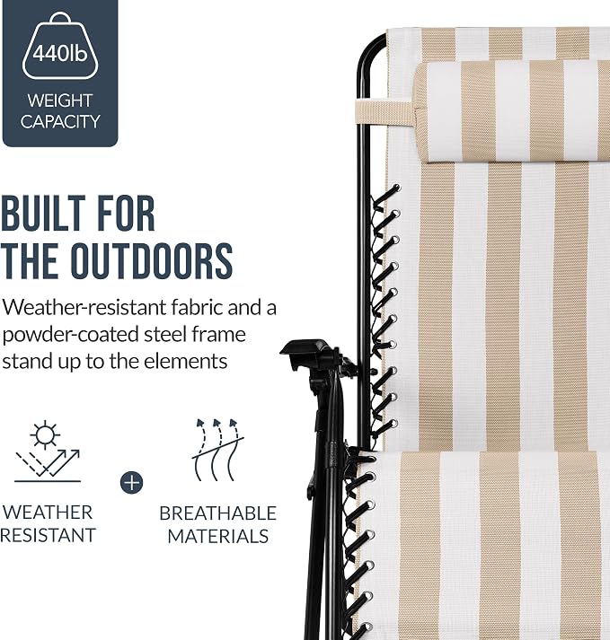 Best Choice Products Set of 2 Extra Wide Adjustable Steel Mesh Zero Gravity - Image 6