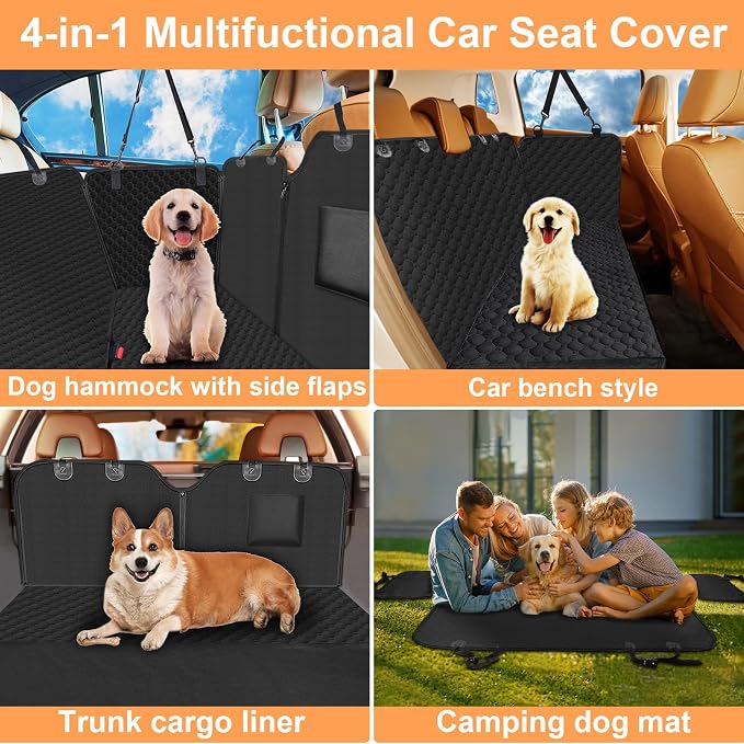 Mancro Dog Car Seat Cover for Back Seat, 2025 Upgraded 600D Heavy Duty - Image 3