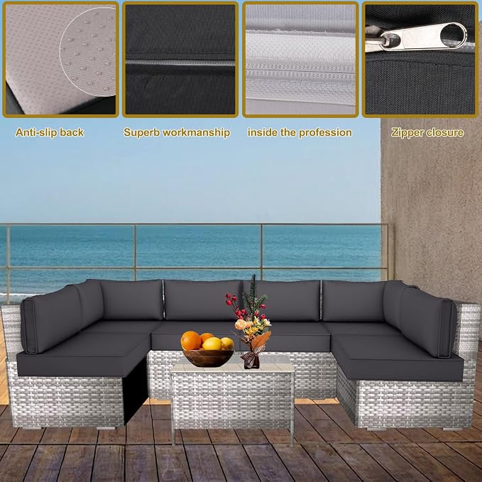 14 Piece Outdoor Patio Cushion Cover Replacement, Waterproof Patio Cushion - Image 3