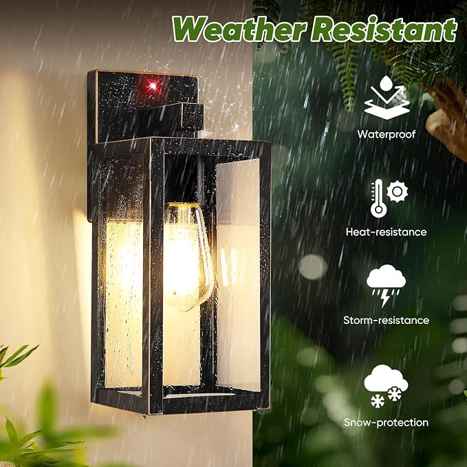 2-Pack Upgraded Motion Sensor Outdoor Wall Lights, Dusk to Dawn Porch Lights - Image 5