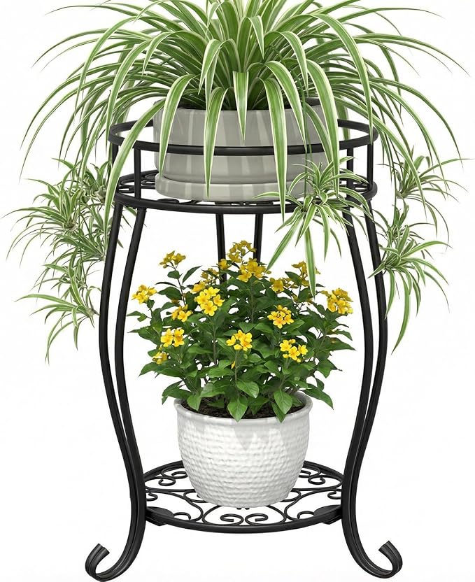 TOSKING 2 Tier Metal Plant Stand Indoor Outdoor, Rustproof Stable Plant Stands by TOSKINGESSENCE
