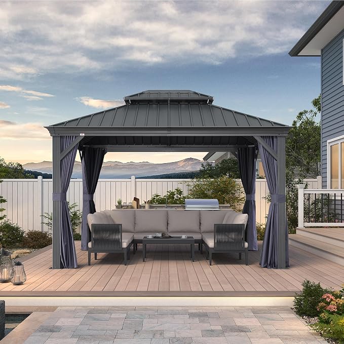 PURPLE LEAF 10' X 12' Hardtop Gazebo Aluminum Gazebo - Image 2