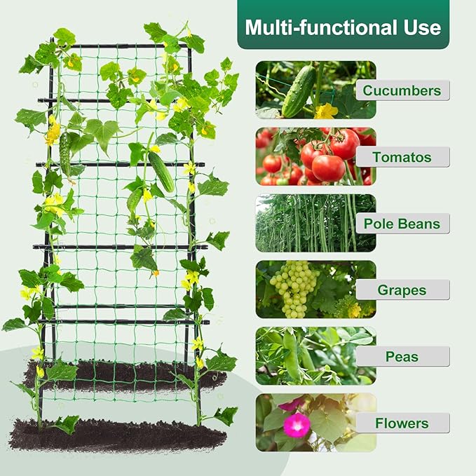 Cucumber Trellis for Raised Bed, 6ft Metal A-Frame Garden Trellis for Climbing - Image 4