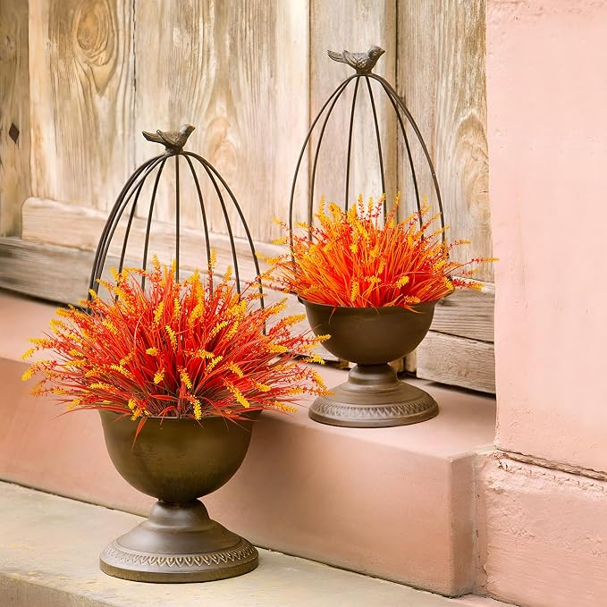 Artificial Fake Plants Flowers for Outdoors Fall Decor, 12 Bundles Fall Leaves - Image 5