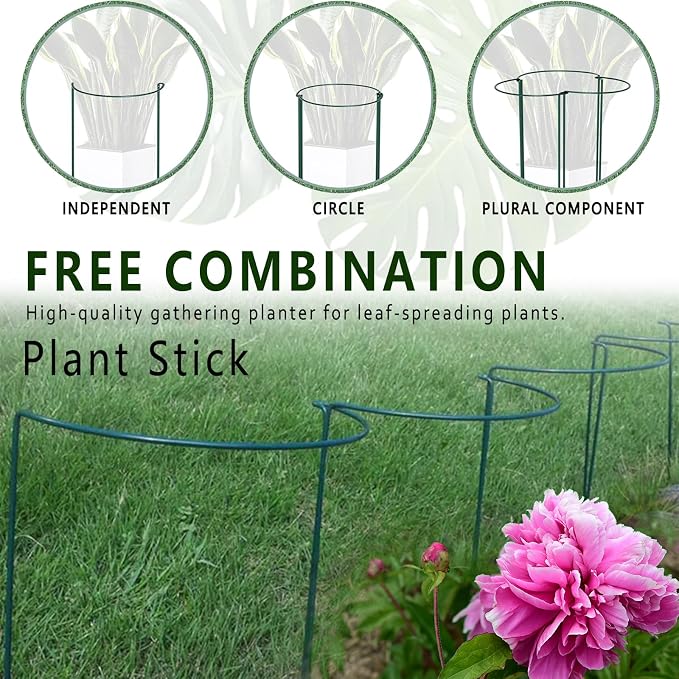 6 Pack Plant Support Stakes, 15.8" Half Round Metal Garden Plant Supports - Image 6
