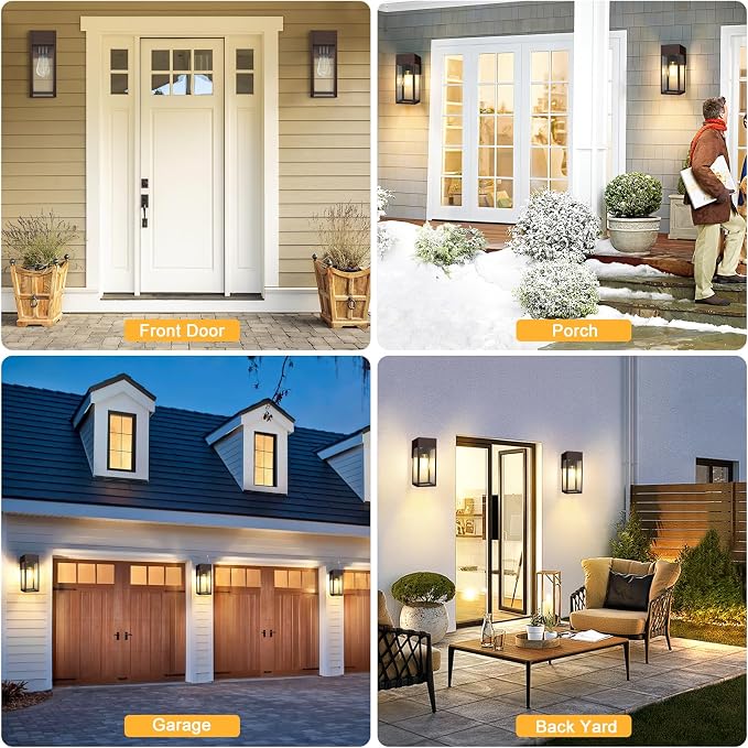 2 Pack Porch Lights Outdoor Wall Sconce, Outdoor Light - Image 6