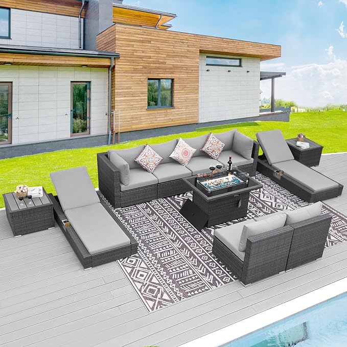 BULEXYARD 11 Piece Large High Back Outdoor Patio Furniture Sets by BULEXYARDFURNITURE