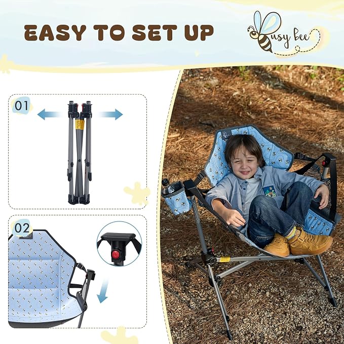 BusyBee Hammock Camping Chairs for Kids, Folding Kids Chair - Image 10