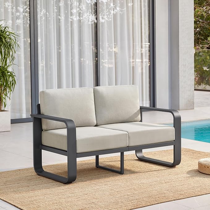 CHITA Aluminum Outdoor Loveseat Sofa, Patio Furniture by CHITALIVING