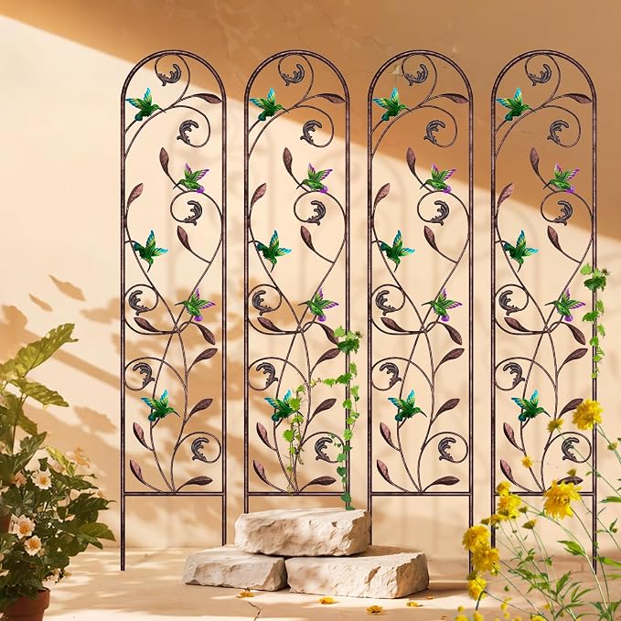 aboxoo Set of 4 Packs Hummingbird Metal Garden Trellis - Image 5