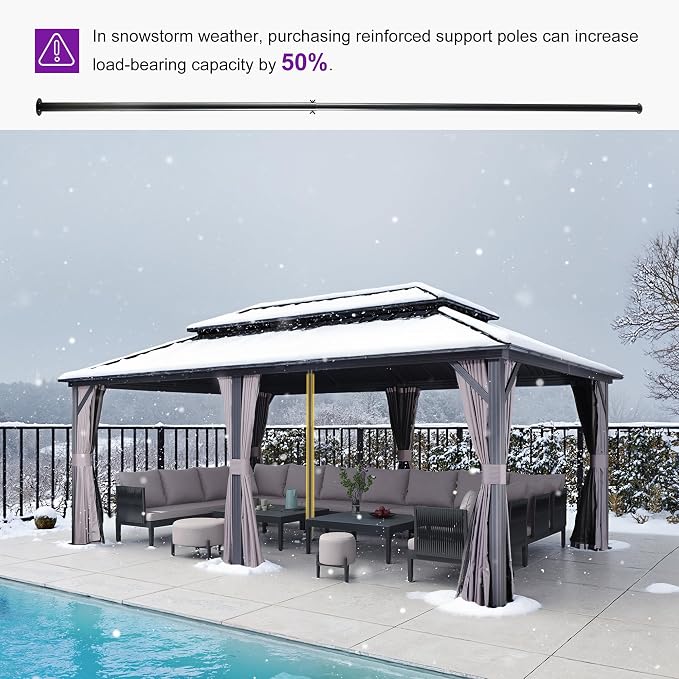 PURPLE LEAF 12' X 20' Patio Hardtop Gazebo Outdoor Pavilion Gazebo - Image 8