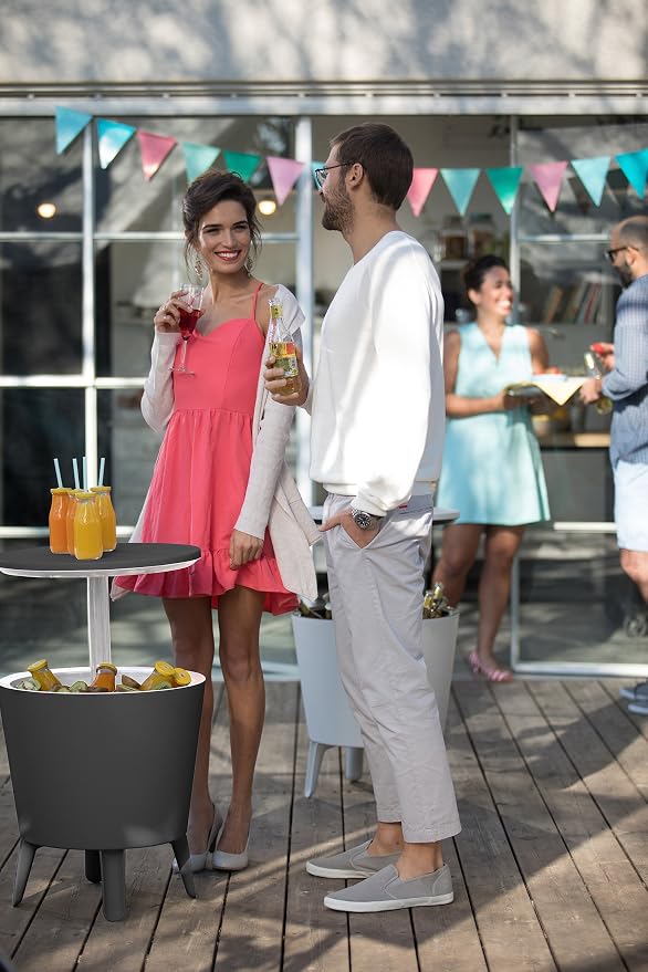 Keter Modern Cool Bar Outdoor Patio Furniture and Hot Tub Side Table - Image 11