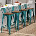 Alunaune 26" Metal Bar Stools Set of 4 Industrial Counter Height Barstools by HomeFurniture