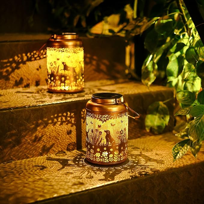 2Pack Dog Solar Lanterns Outdoor Waterproof Garden Decor Solar Lights Birthday by WACLSTDAY