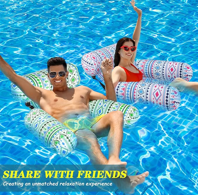 2 Pack Inflatable Pool Float for Adult Adjustable Hammock Float Chair Fabric - Image 6